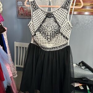 Elegant Black and White Mini Dress